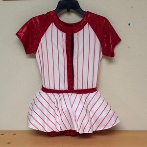 Kids Red and White Striped Baseball Dance Costume